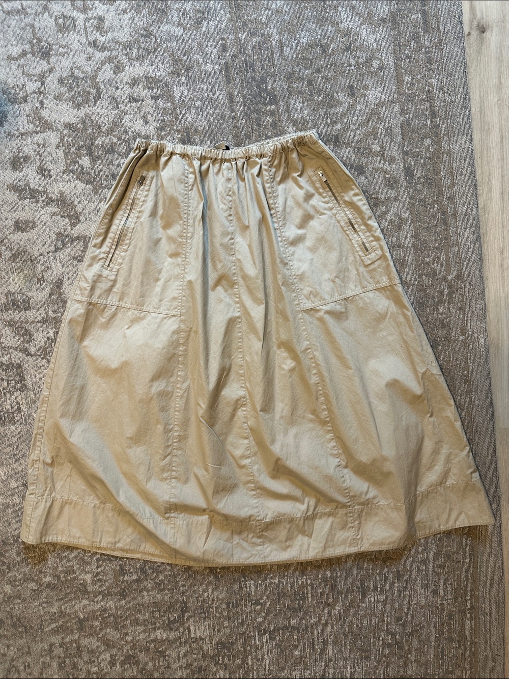 Vince khaki Tan Maxi A-Line Skirt with Zipper Pockets